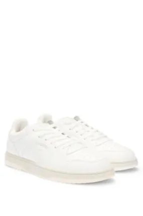 Faux-leather sneakers with contrasting details