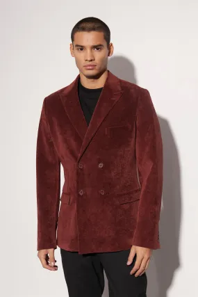 Slim Cord Double Breasted Suit Jacket